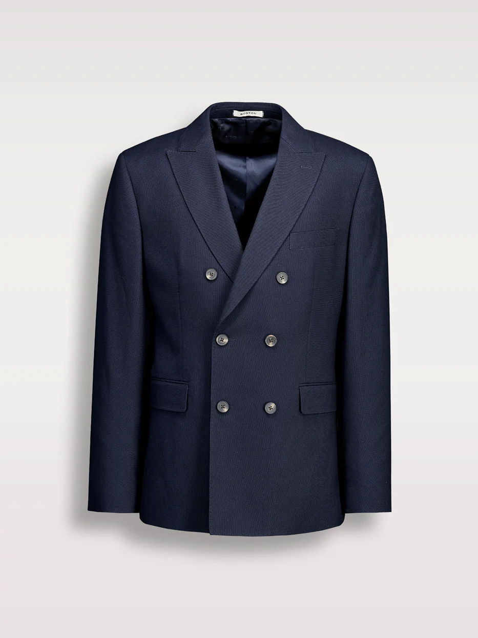 Americana cruzada traje slim falso liso