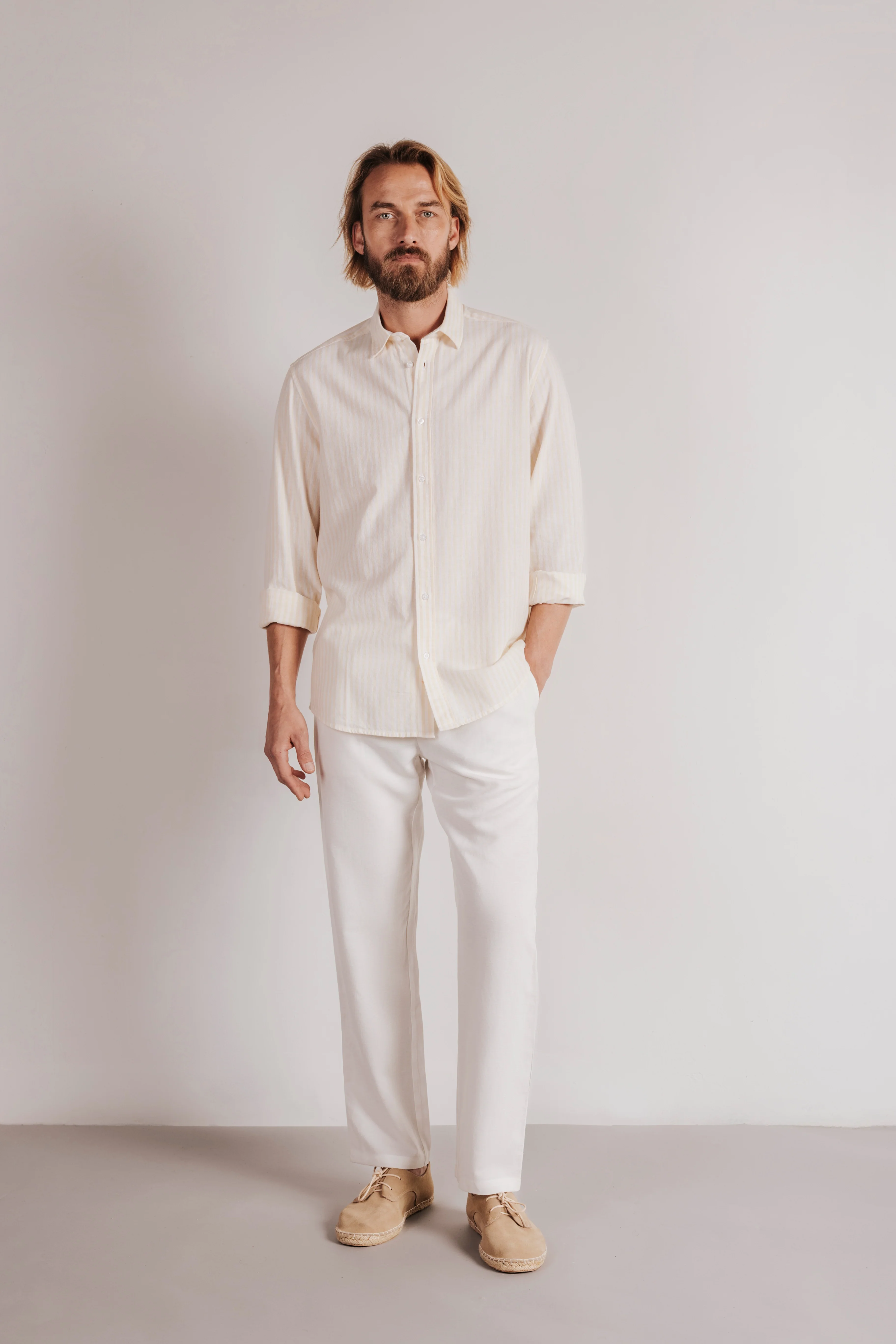 Camisa regular fit lino rayas - Image 3