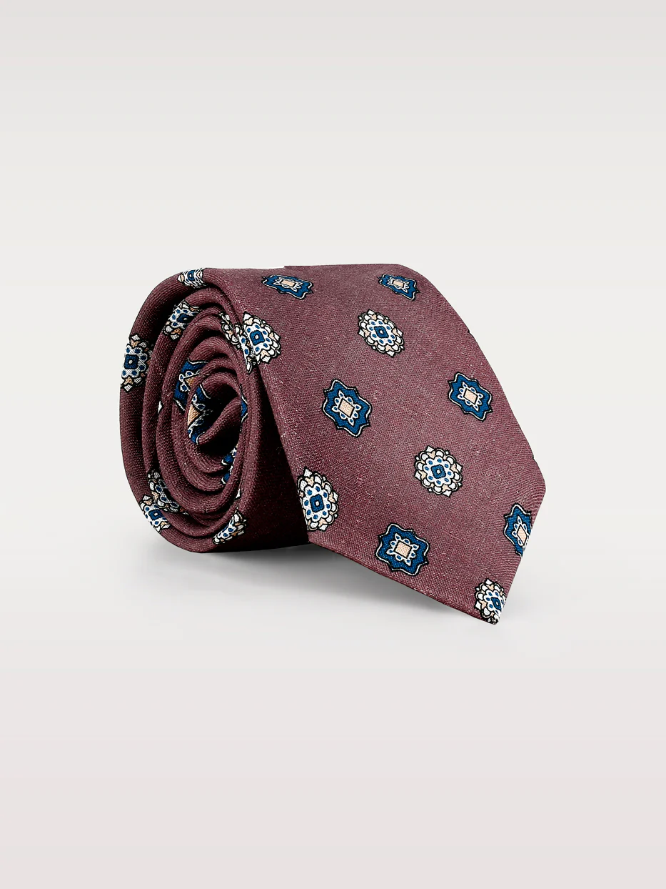 Corbata 100% lino medallones